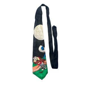Looney Tunes Mania Vintage 1996 Taz Golfing Mens 100% Tie
